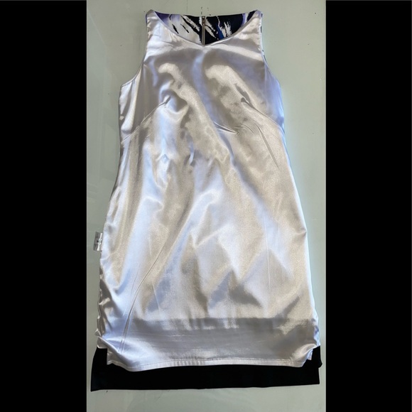 T TAHARI SLEEVELESS LOW HIGH FRAN DRESS SZ 2 COLORFUL LINED ZIPPER COTTON BLEND - Picture 4 of 11